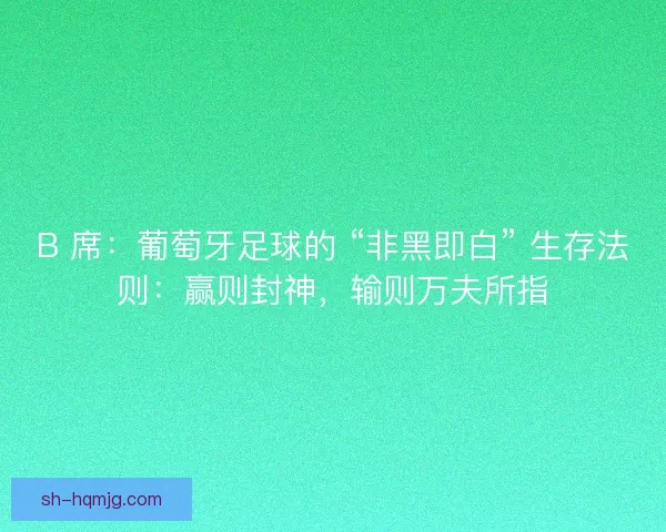 B 席：葡萄牙足球的 “非黑即白” 生存法则：赢则封神，输则万夫所指
