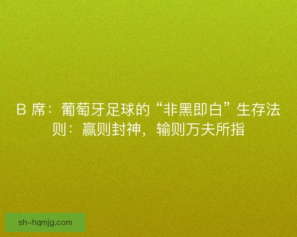 B 席：葡萄牙足球的 “非黑即白” 生存法则：赢则封神，输则万夫所指
